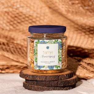 Gold Blue Hydrangea 70 Jahre Party zum Hochzeitsta Quadratischer Aufkleber