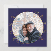 Gold Blue Hydrangea Foto 50. Hochzeitstag Einladung (Rückseite)