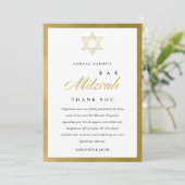 GOLD BLUE INDIGO WATERCOLOR DOTS BAT BAR MITZVAH DANKESKARTE (Stehend Vorderseite)