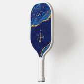Gold Blue Individuelle Name Monogram Pickleball Pa Schläger (Links)
