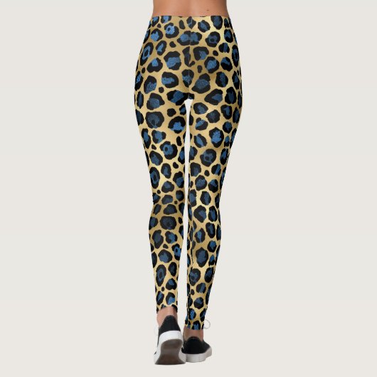 Gold Blue Leopard Leggings (Rückseite)