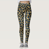 Gold Blue Leopard Leggings (Vorderseite)