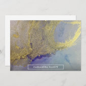 Gold Blue Lila Marbella Alkohol Abstrakte Kunst Dankeskarte (Vorne/Hinten)