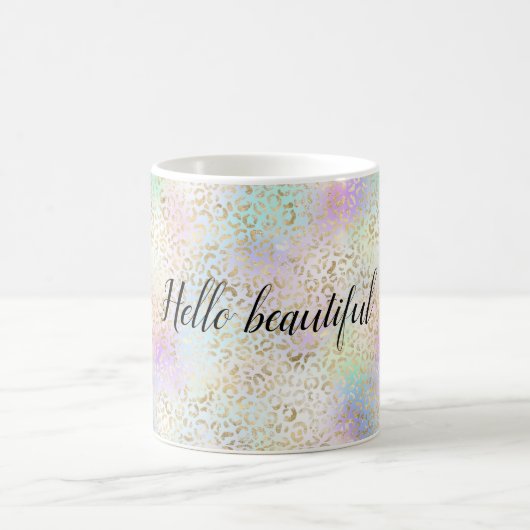 Gold Blue Lila Minze Gefärbte Krawatte Leopard Kaffeetasse (Mittel)