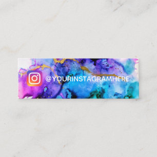 Gold Blue Lila Watercolor Social Media Instagramm Mini Visitenkarte