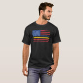 Gold Blue Line 911 Polizei Dispatcher erste Antwor T-Shirt (Vorne ganz)