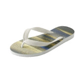 Gold Blue Lines Custom Flip Flops, Kids Kinderbadesandalen (Schrägansicht)