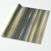 Gold Blue Lines Matte Wrapping Paper, 30 in x 2 ft Geschenkpapier (Ungerollt)