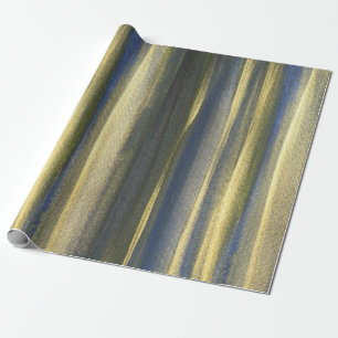 Gold Blue Lines Matte Wrapping Paper, 30 in x 2 ft Geschenkpapier