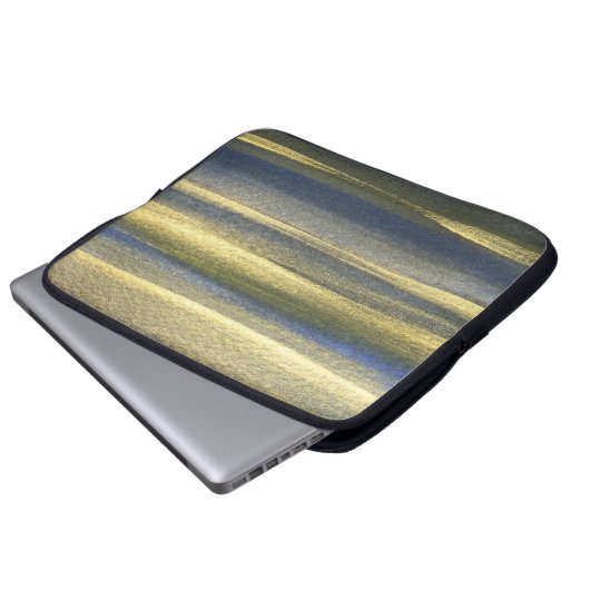 Gold Blue Lines Neopren Laptop Sleeve 15 Zoll (Vorne Knopf)