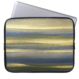 Gold Blue Lines Neopren Laptop Sleeve 15 Zoll