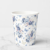 Gold & Blue Little Butterfly Boy Baby Dusche Pappbecher (Rückseite)