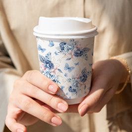 Gold & Blue Little Butterfly Boy Baby Dusche Pappbecher