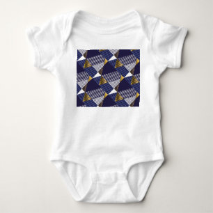 Gold Blue Luxe: Geometrisches nahtloses Muster Baby Strampler