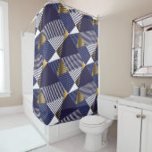 Gold Blue Luxe: Geometrisches nahtloses Muster Duschvorhang (Beispiel)