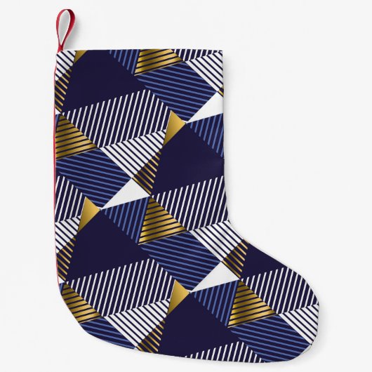 Gold Blue Luxe: Geometrisches nahtloses Muster Kleiner Weihnachtsstrumpf (Vorderseite)