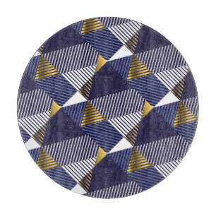 Gold Blue Luxe: Geometrisches nahtloses Muster Schneidebrett