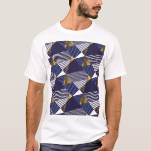 Gold Blue Luxe: Geometrisches nahtloses Muster T-Shirt