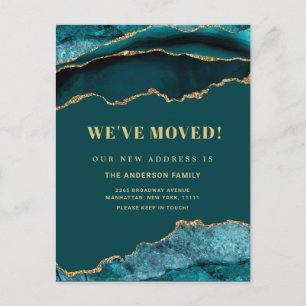 Gold Blue Marble Neue Ankündigung zur Adressenvers Postkarte
