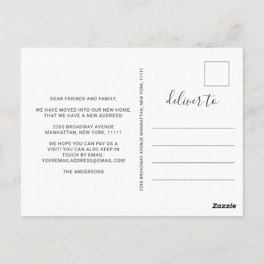 Gold Blue Marble Neue Ankündigung zur Adressenvers Postkarte (Rückseite)