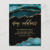 Gold Blue Marble Neue Ankündigung zur Adressenvers Postkarte (Vorderseite)