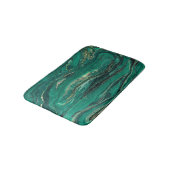 Gold Blue Marbling: Fluid Art Badematte (Schrägansicht)