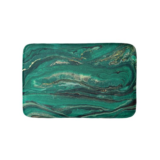 Gold Blue Marbling: Fluid Art Badematte (Vorderseite)