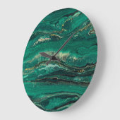 Gold Blue Marbling: Fluid Art Große Wanduhr (Winkel)