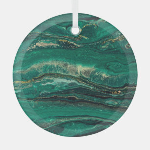 Gold Blue Marbling: Fluid Art Ornament Aus Glas
