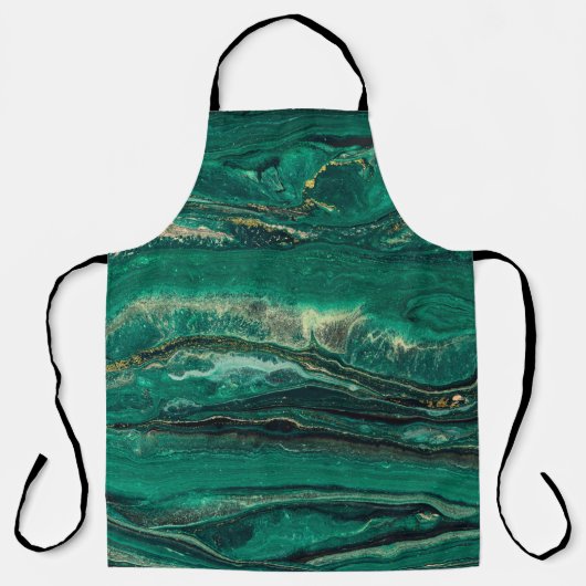Gold Blue Marbling: Fluid Art Schürze (Vorderseite)