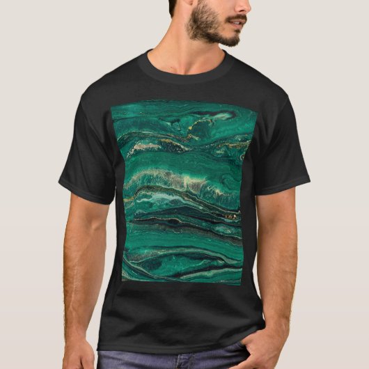 Gold Blue Marbling: Fluid Art T-Shirt (Vorderseite)