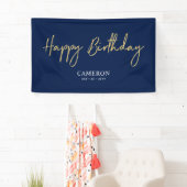 Gold & Blue Minimal Custom Happy Birthday Banner (Insitu)