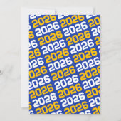 Gold & Blue Modern Abschluss Foto Einladung (Rückseite)