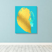 Gold Blue Modern Stretched Canvas Print Leinwanddruck (Insitu (Holzboden))