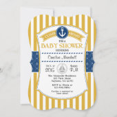 Gold Blue Nautical Baby Shower Einladung (Vorderseite)