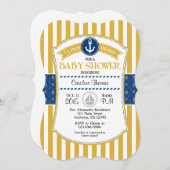 Gold Blue Nautical Baby Shower Einladung (Vorne/Hinten)