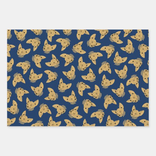 Gold Blue Navy Sphynx Cat Geschenkpapier Set (Vorderseite)