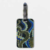 Gold Blue Octopus Tentacis Grau Schwarz Gepäckanhänger (Rückseite vertikal)