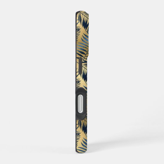 Gold Blue Palm Leaf iPhone 16 Case  iPhone 16 Hülle (Rechte Seite)