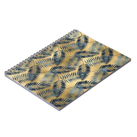 Gold Blue Palm Leaf Journal  Notizblock (Linke Seite)