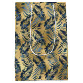 Gold Blue Palm Leaf Wrapping Paper  Mittlere Geschenktüte (Rückseite)