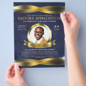 Gold & Blue Pastor's Appreciation Kirche Service Flyer (Hand)