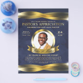 Gold & Blue Pastor's Appreciation Kirche Service Flyer (Einzeln)