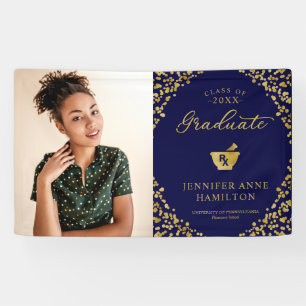 Gold Blue Pharmacy School Abschluss Foto Banner