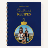 Gold Blue Photo Ornaments Christmas Recipe Notizblock (Vorderseite)