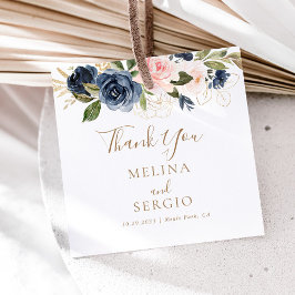 Gold Blue Pink Blume Hochzeit Danke Geschenkanhänger