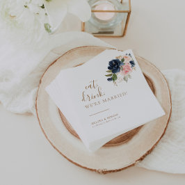 Gold Blue Pink Eat Drink Wir sind Verheiratet Hoch Serviette