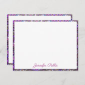 Gold Blue Pink Glitzer Handgeschriebenes Script El Mitteilungskarte (Vorne/Hinten)