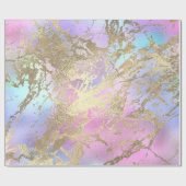 Gold Blue Pink Ombre Marmor Pastel Metallic Stroke Geschenkpapier (Flach)