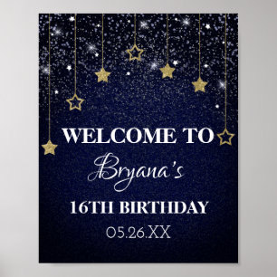 Gold Blue Prom Under Stars Startnight Geburtstag Poster